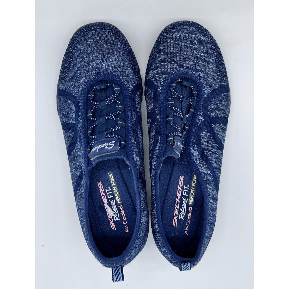 Skechers Shoes Women's 8.5 Blue Relaxed Fit Slip On Air Cooled Memory Foam Knit